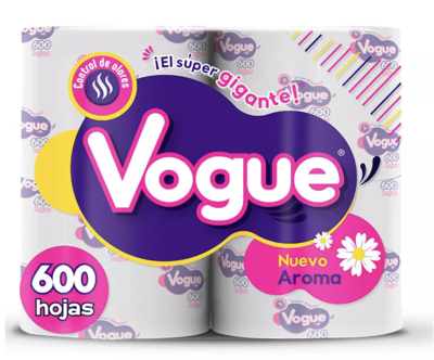 Papel Higiénico Vogue 4 Rollos Con 600 Hojas C/u Manzanilla