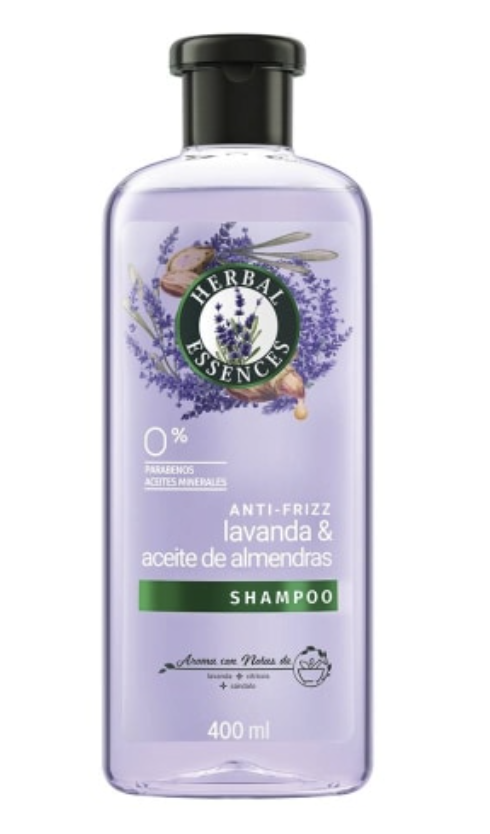 Shampoo Herbal Essences anti-frizz lavanda & aceite de almendras 400 ml