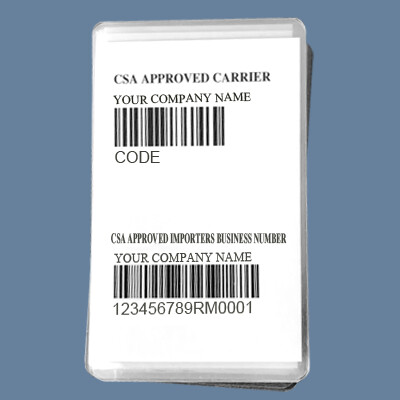 CSA CARD  WITH IMPORTER NUMBER