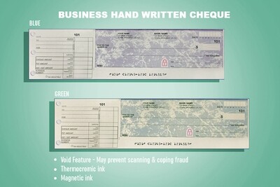 HAND WRITTEN BUSINESS CHEQUES - SAME DAY