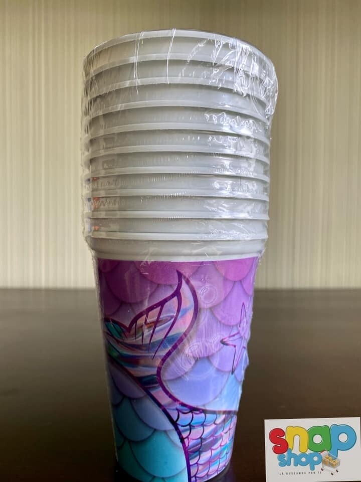 Paquete 10 vasos Cola de Sirena