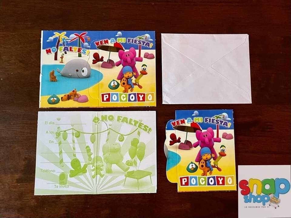 Paquete 10 invitaciones Pocoyo