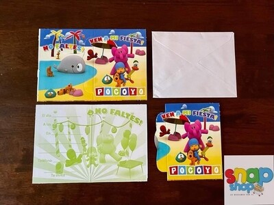 Paquete 10 invitaciones Pocoyo