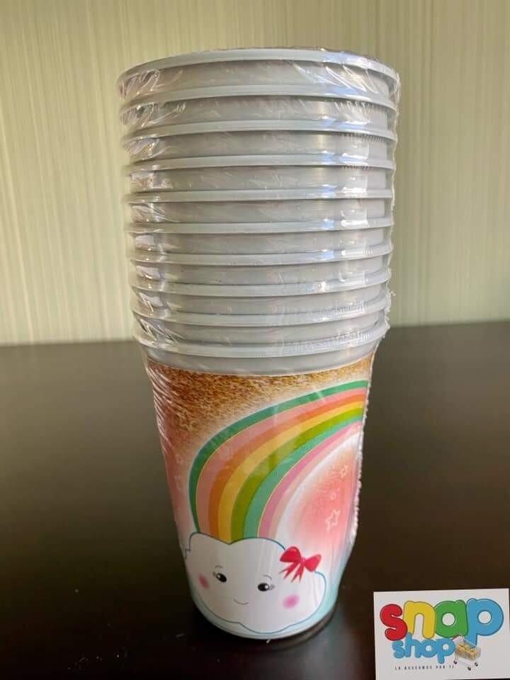 Paquete 10 vasos Nubes y Arcoiris
