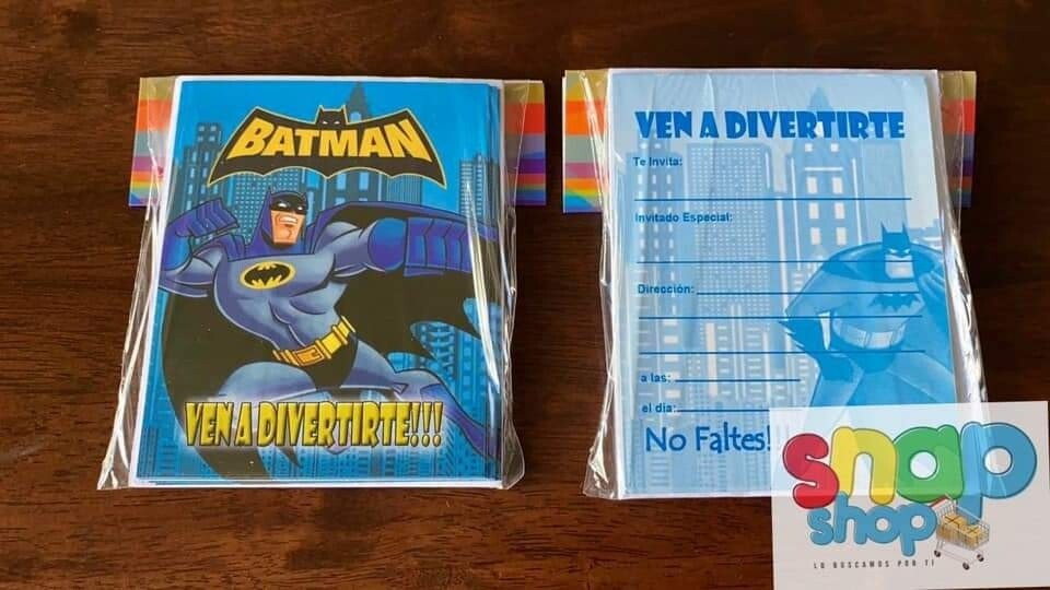 Paquete 10 invitaciones Batman