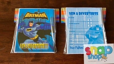 Paquete 10 invitaciones Batman