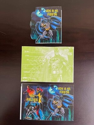 Paquete 10 invitaciones Batman 