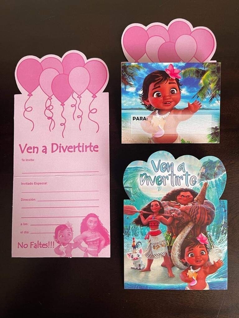 Paquete 10 invitaciones Moana