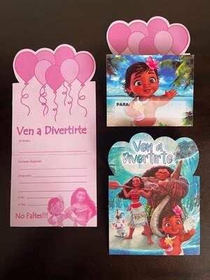 Paquete 10 invitaciones Moana