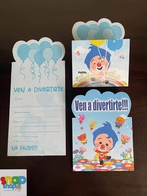 Paquete de  10 invitaciones Plim Plim 