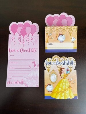 Paquete 10 invitaciones Bella