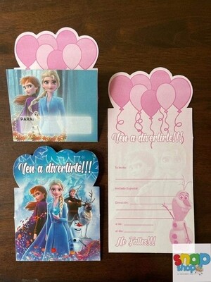 Paquete 10 invitaciones Frozen 