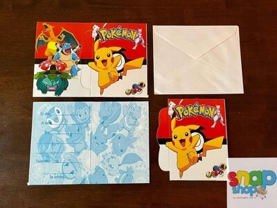 Paquete 10 invitaciones Pokemon
