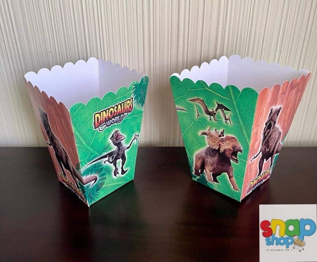Paquete 6 Cajas para palomitas Jurassic Dinosaurio 