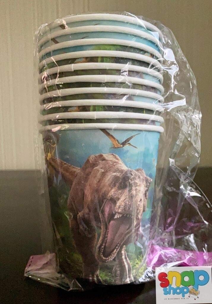 Paquete 10 Vasos Jurassic Dinosaurio 
