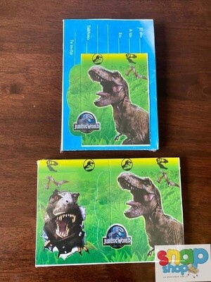 Paquete 10 invitaciones Jurassic Dinosaurio 