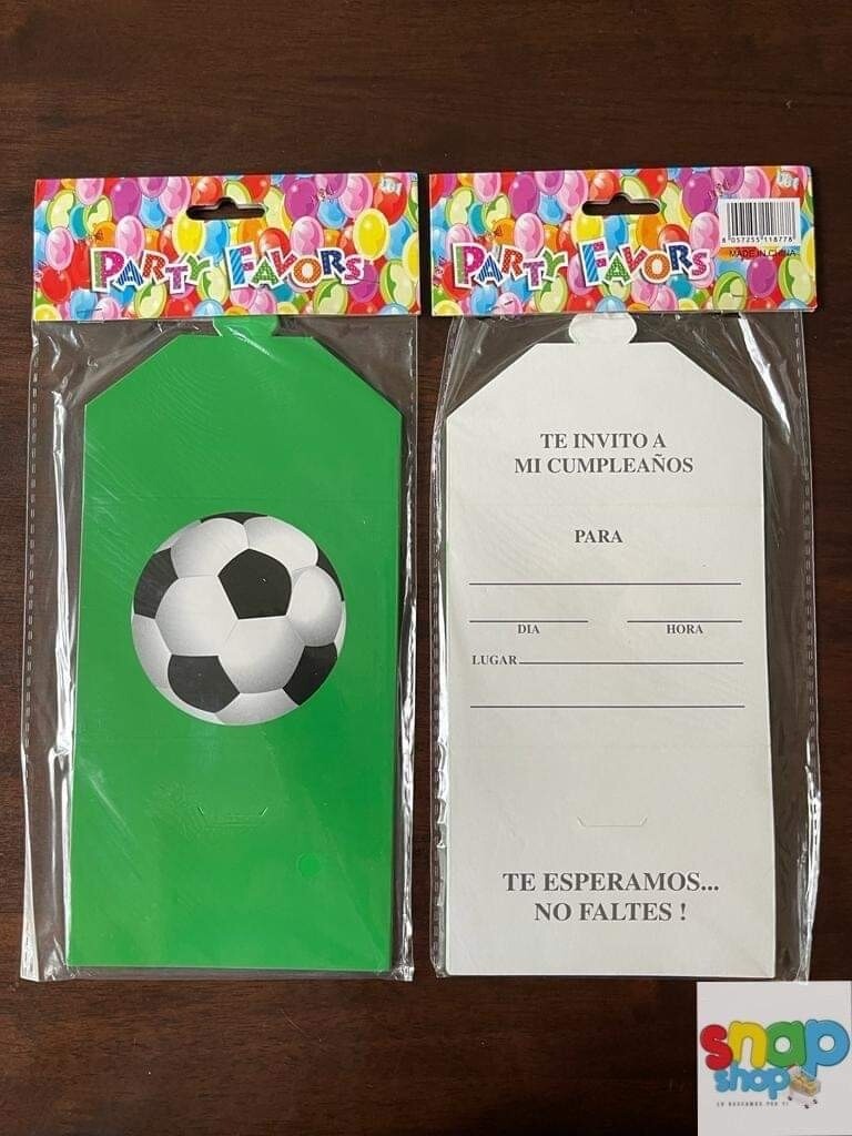 Paquete 10 invitaciones Fútbol 
