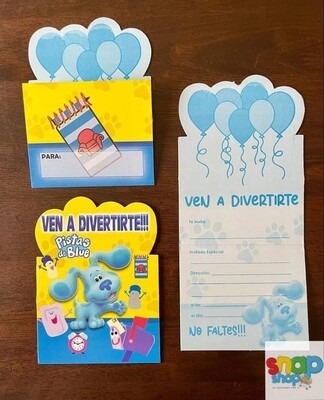 Paquete 10 invitaciones Pistas de Blue