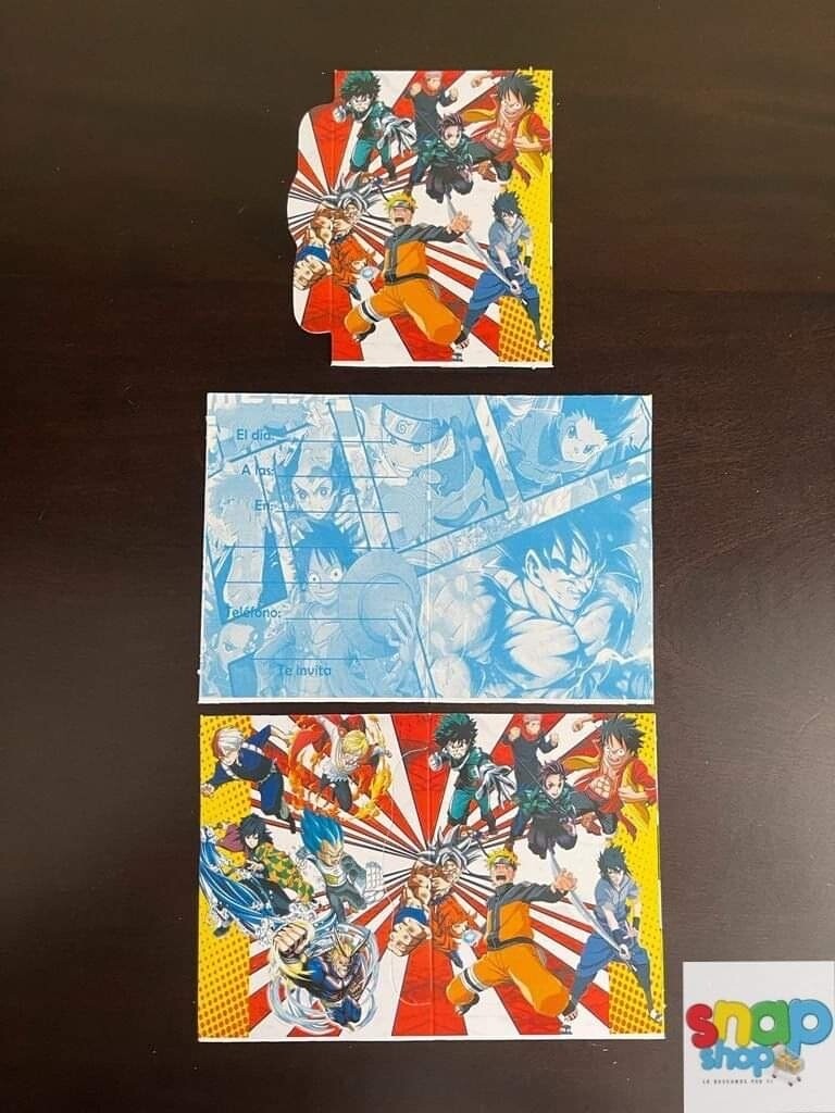 Paquete 10 invitaciones Naruto