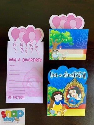 Paquete 10 invitaciones Blanca Nieves