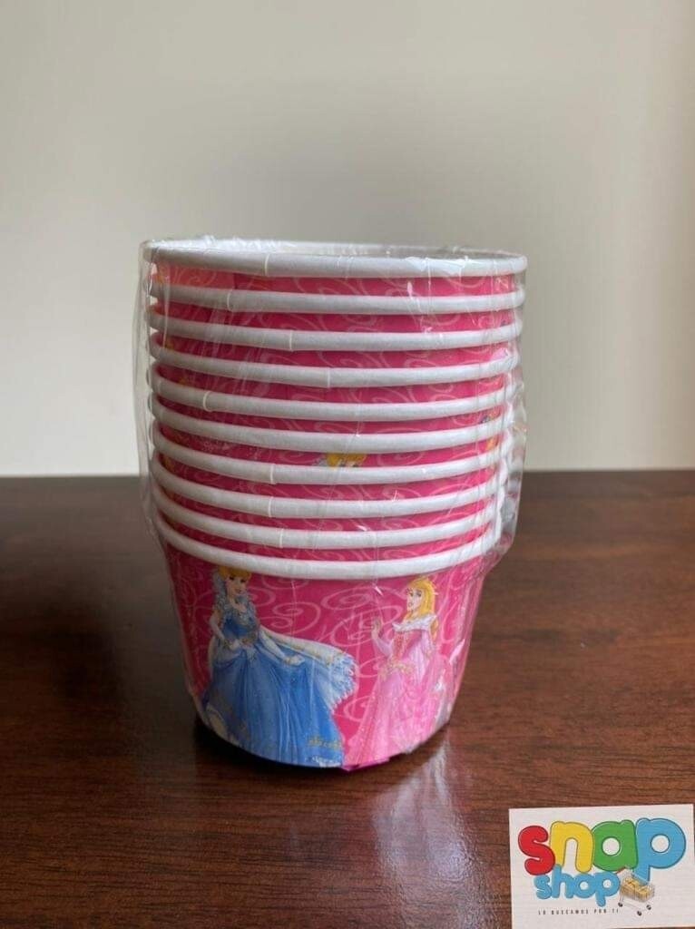 Paquete 10 Mini vasos Princesas 