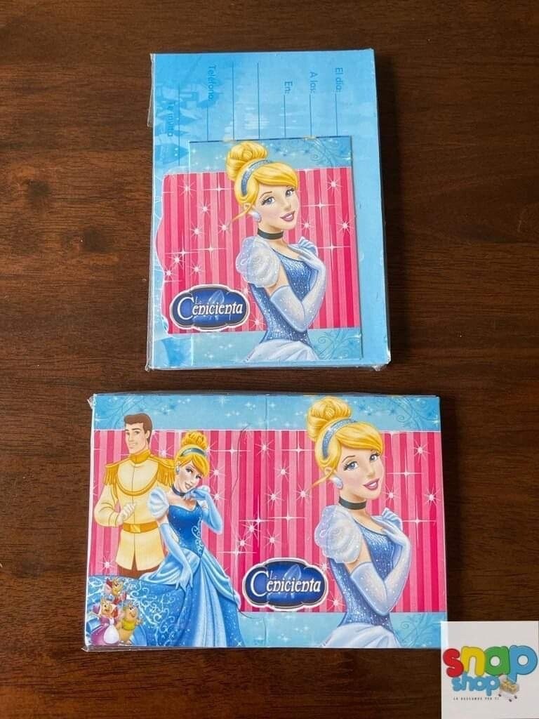 Paquete 10 invitaciones Cenicienta 