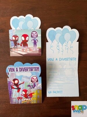 Paquete 10 invitaciones troqueladas Spidey