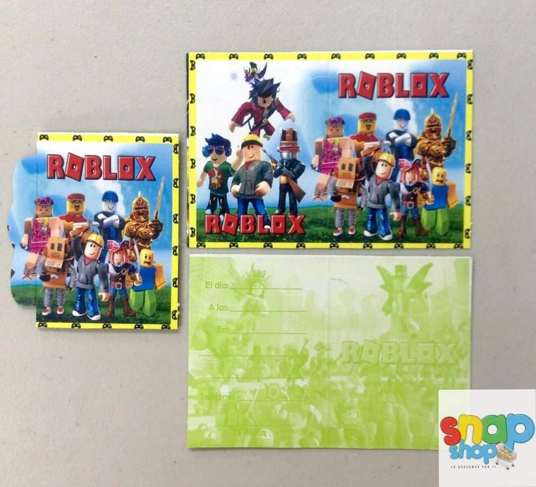 Paquete 10 invitaciones Roblox
