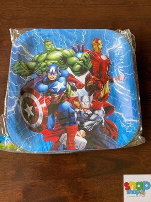 Paquete 10 platos Cuadrados Avengers