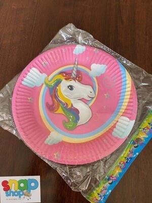 Paquete 10 platos redondos Unicornio