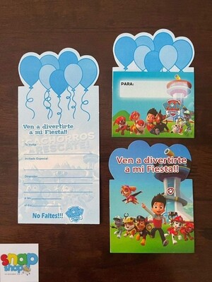 Paquete 10 invitaciones Paw Patrol