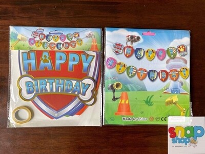 Letrero Feliz Cumpleaños Cuadrado Paw Patrol 