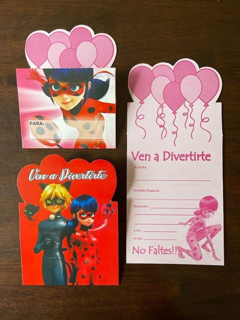 Paquete 10 invitaciones Lady Bug