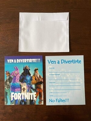 Paquete 10 invitaciones Fortnite