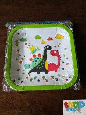 Paquete 10 platos cuadrados Dinosaurio Infantil