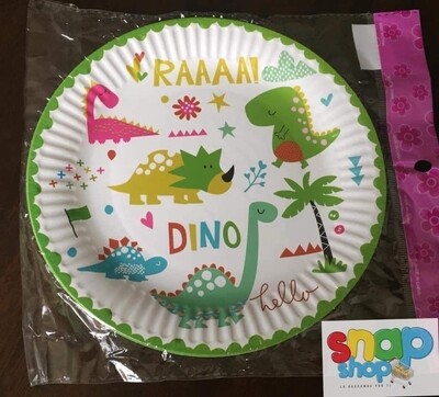 Paquete 10 platos redondos Dinosaurio infantil