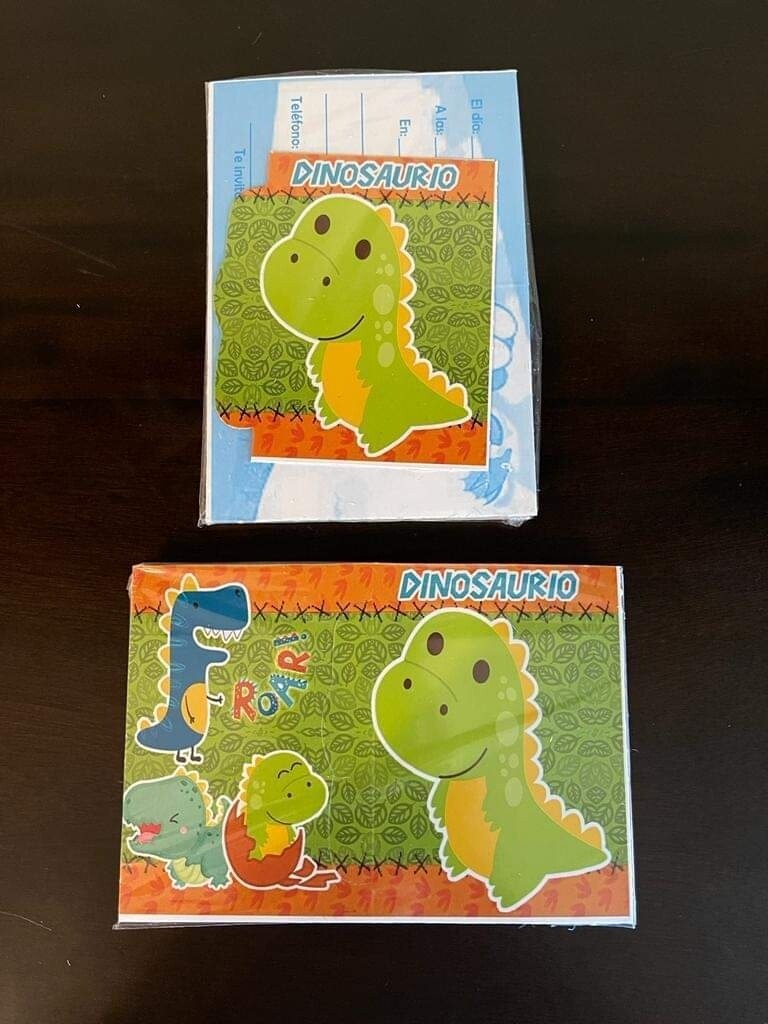 Paquete 10 invitaciones Dinosaurio Infantil