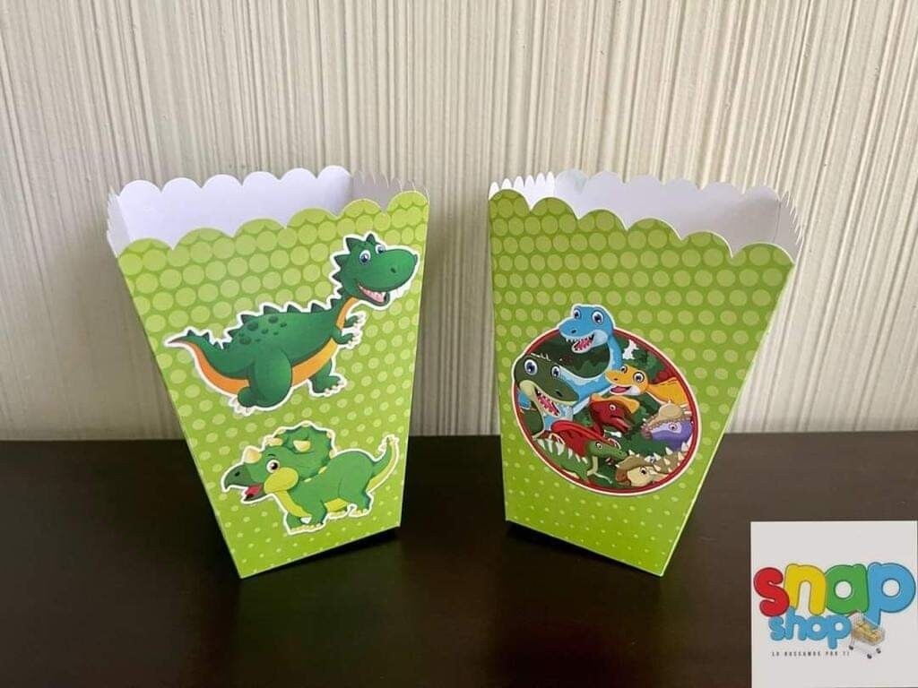 Paquete 6 Cajas para Palomitas Dinosaurio Infantil