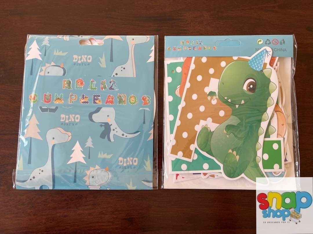 Letrero Feliz Cumpleaños Dinosaurio infantil
