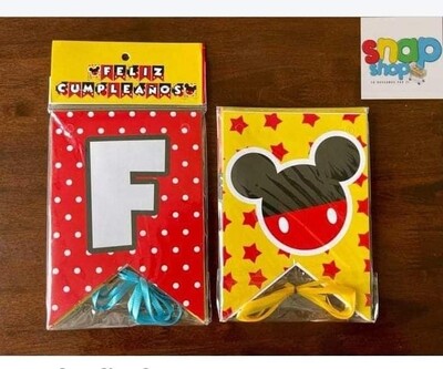 Letrero Feliz Cumpleaños Mickey Mouse 