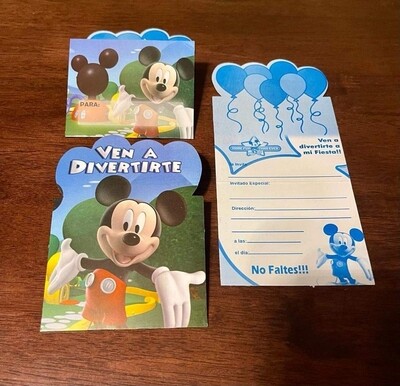 Paquete 10 invitaciones Mickey Mouse 