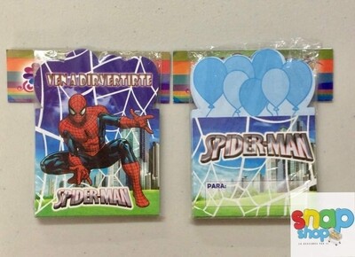 Paquete 10 invitaciones troqueladas Spiderman