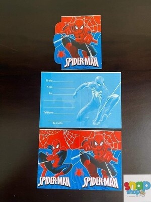 Paquete 10 invitaciones Spiderman 