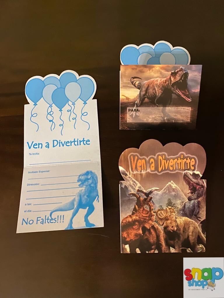 Paquete 10 Invitaciones Jurassic Dinosaurio 