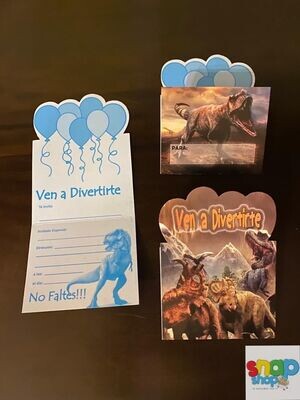 Paquete 10 Invitaciones Jurassic Dinosaurio 