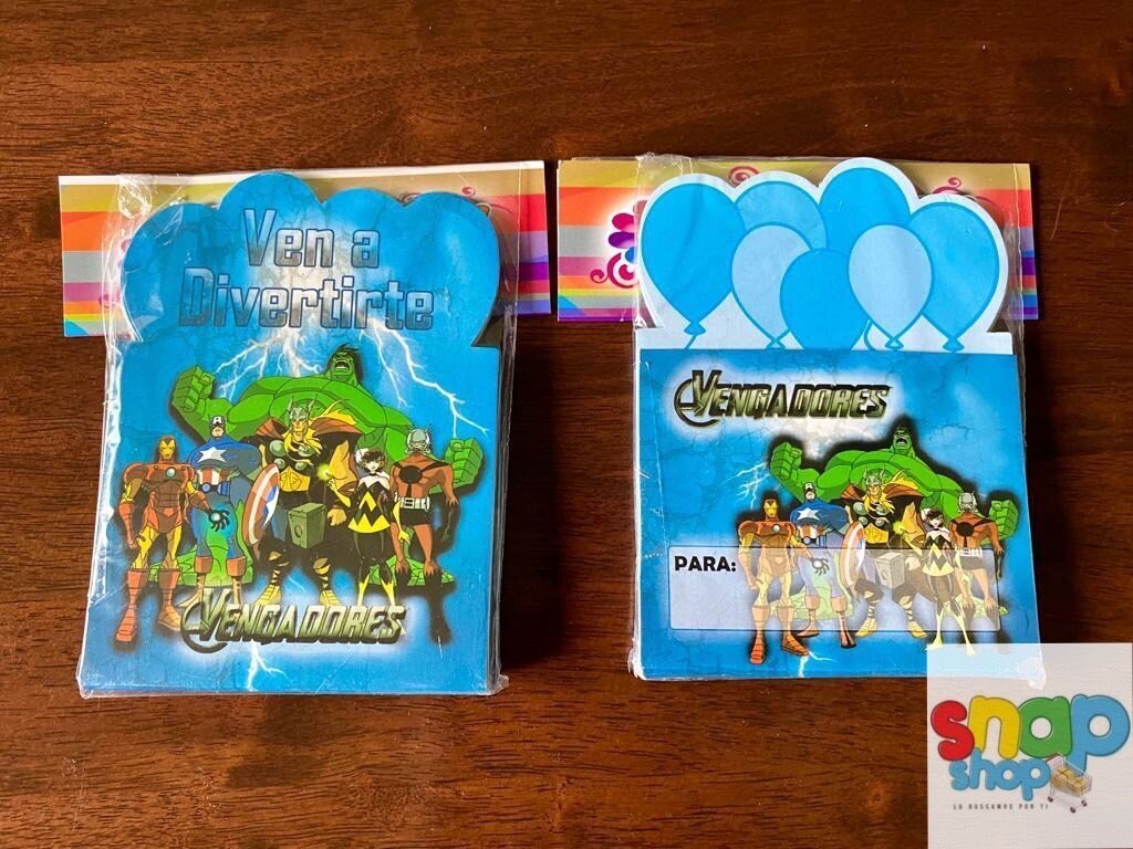 Paquete 10 invitaciones Avengers 