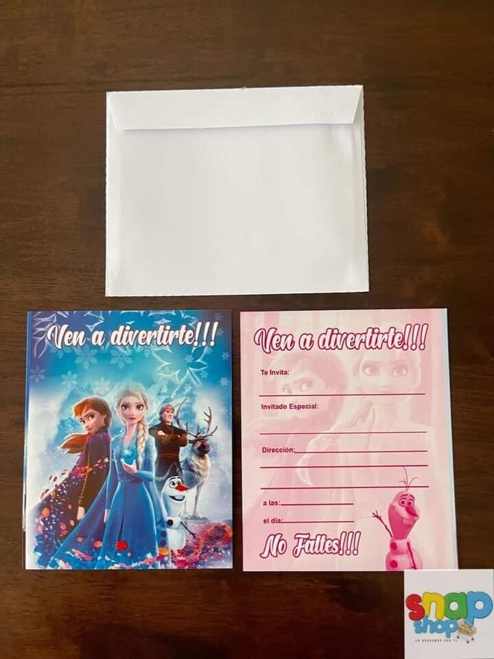 Paquete 10 invitaciones cuadradas Frozen
