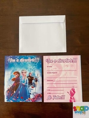 Paquete 10 invitaciones cuadradas Frozen