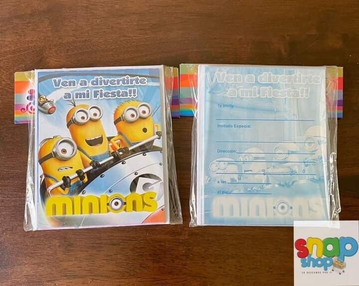 Paquete 10 invitaciones Minions 