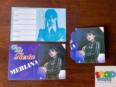 paquete de 10 invitaciones Merlina